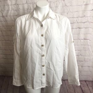 Columbia White Front Button-Up Shirt Size L